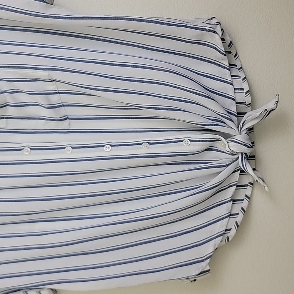 Justice Blue & White Striped Short Sleeve Top 12 - Picture 6 of 13